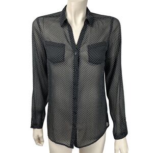 The Limited Black and White Polka Dot‎  Polka Dot Button Front Blouse